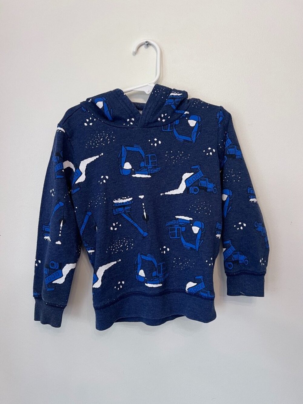 Carter's Boys Navy Blue Construction Truck Hooded Sweatshirt Size 4T